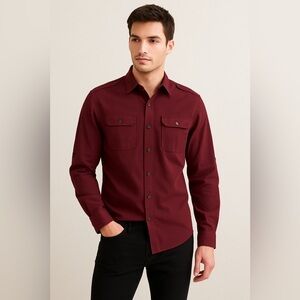 APT 9 Burgundy Button-Up Shirt